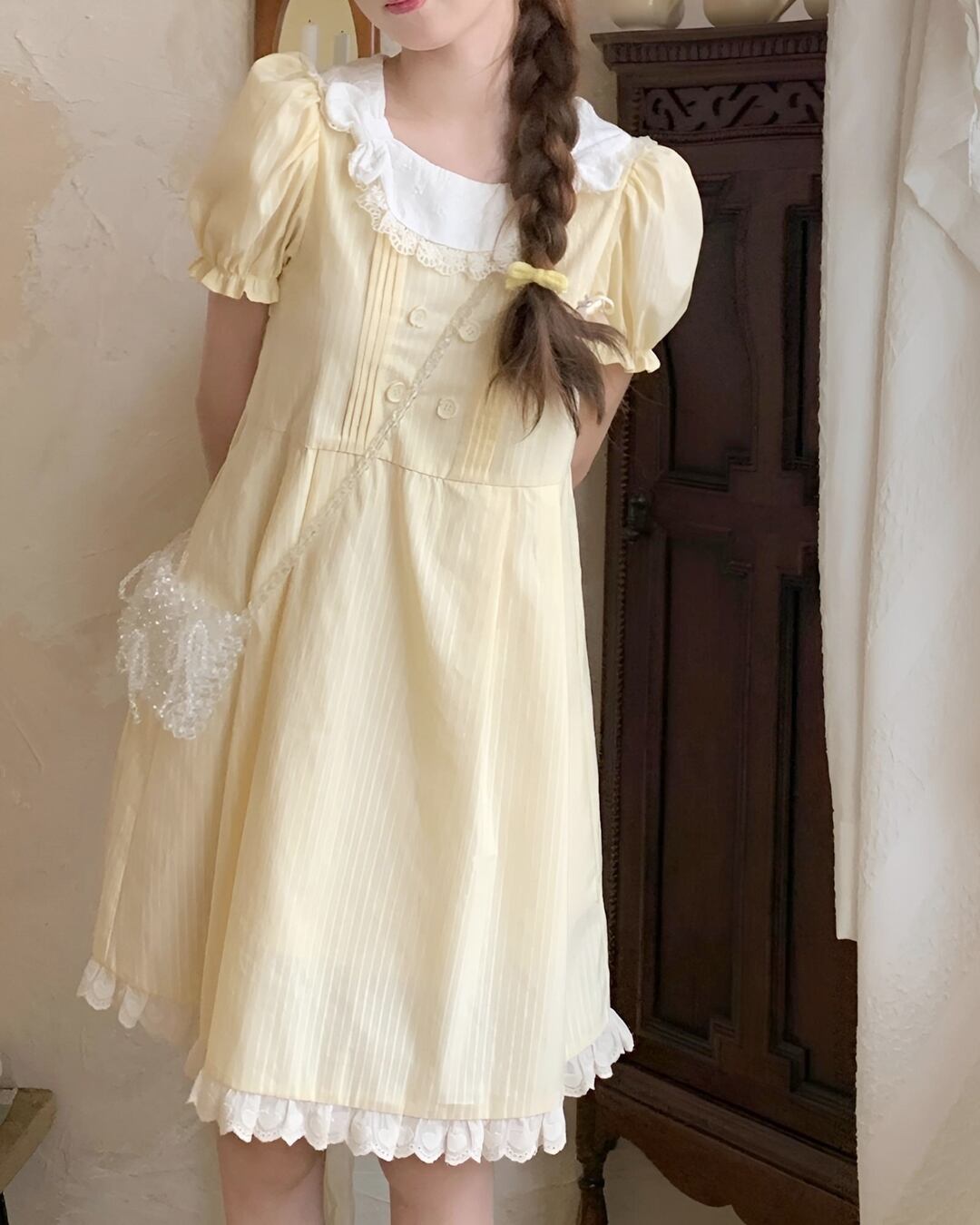 クリームイエローベビードールワンピース 2404143 | Deelia