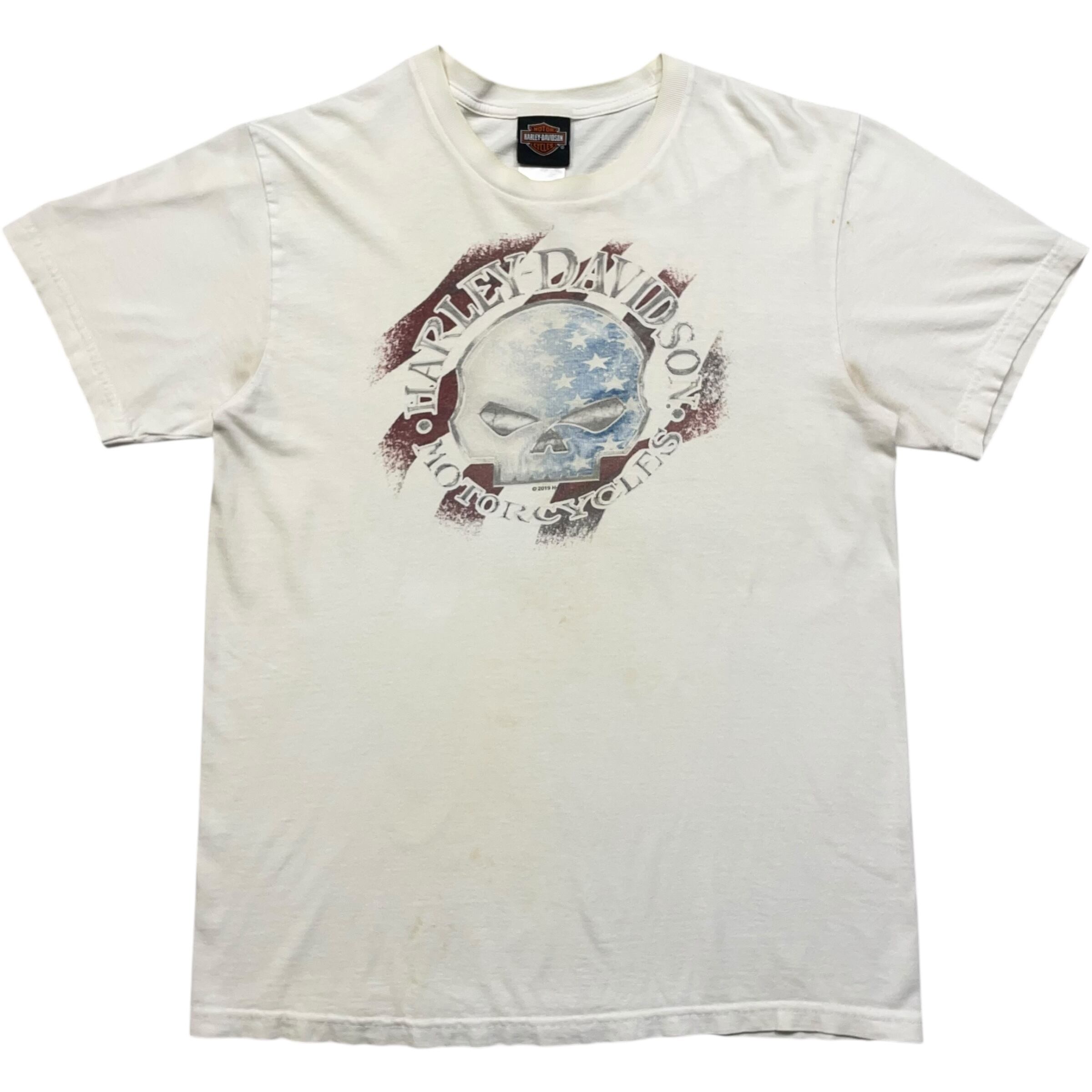 《M》Harley-Davidson ハーレーダビッドソン Tシャツ 両面プリント ホワイト USA製 no.7666