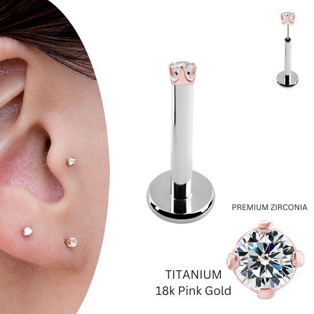 1.5mm 立爪 18金 ピンクゴールド ピアス プッシュピアス 20g 18g 16g