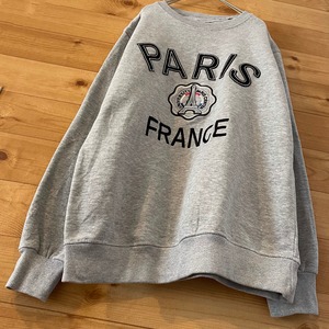 【HELLOPARIS】刺繍ロゴ フランス パリ エッフェル塔 スウェット Mサイズ アメリカ古着