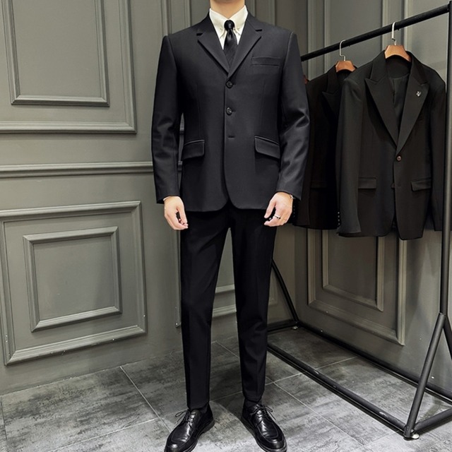 スリーピース シングルブレストスリムフィットスーツ　V0179