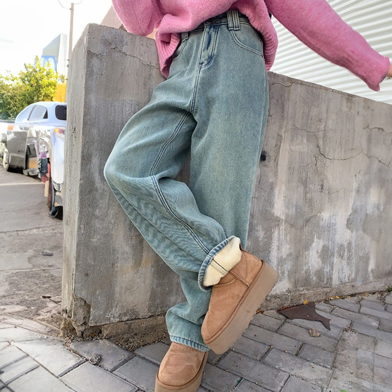 ウォームライニングデニムパンツ 2col R01322