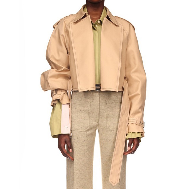 VICTORIA BECKHAM　BELTED SHORT TRENCH JACKET　HONEY