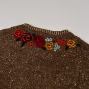 Karl Helmut カールヘルム 花柄刺繍 アルパカ混 ネップ ウールニット セーター サイズ M /ブラウン/メンズ/ピンクハウス