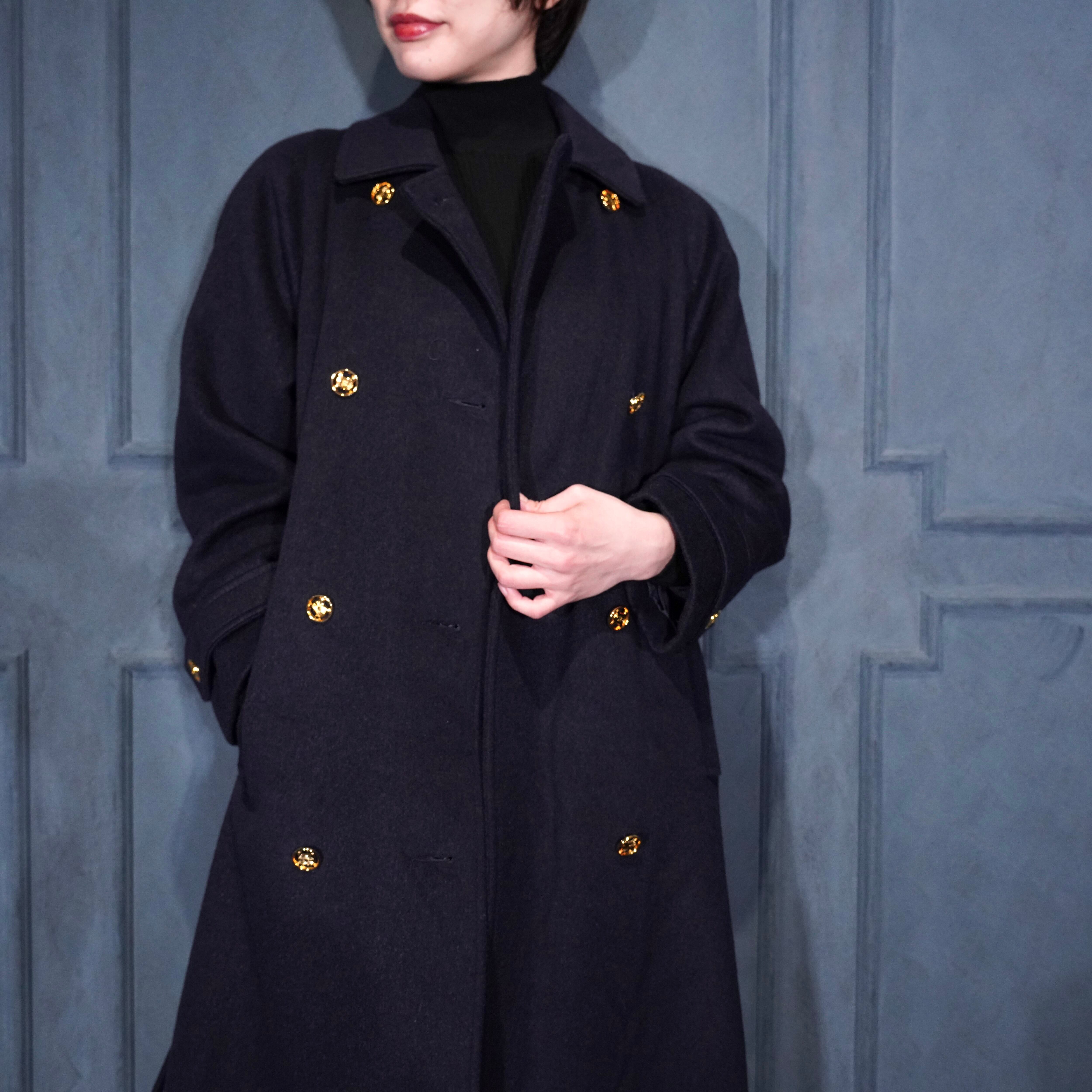 CELINE GOLD LOGO BUTTON DESIGN BELTED COAT/オールドセリーヌ金ロゴ