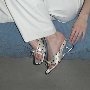 polka dot heart bow high heel sandals(2color）<s3133>