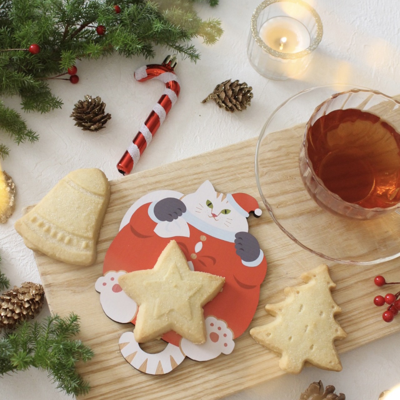 【クリスマス限定】腹見せサンタ|猫雑貨・木製コースター・ウッドプレート