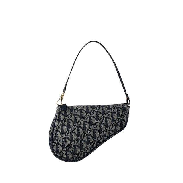 Christian Dior クリスチャン ディオール トロッター ショルダーバッグ ネイビー サドル キャンバス ワンショルダー vintage ヴィンテージ オールド 73m2yp