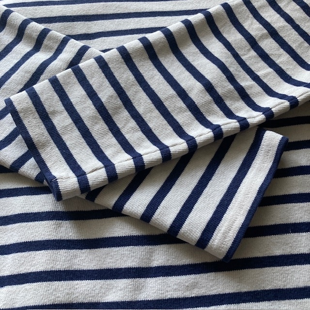 SAINT JAMES セントジェームス ウエッソン バスクシャツ ボートネック ボーダー フランス製 ネイビー×生成り 古着 T3.5 画像5