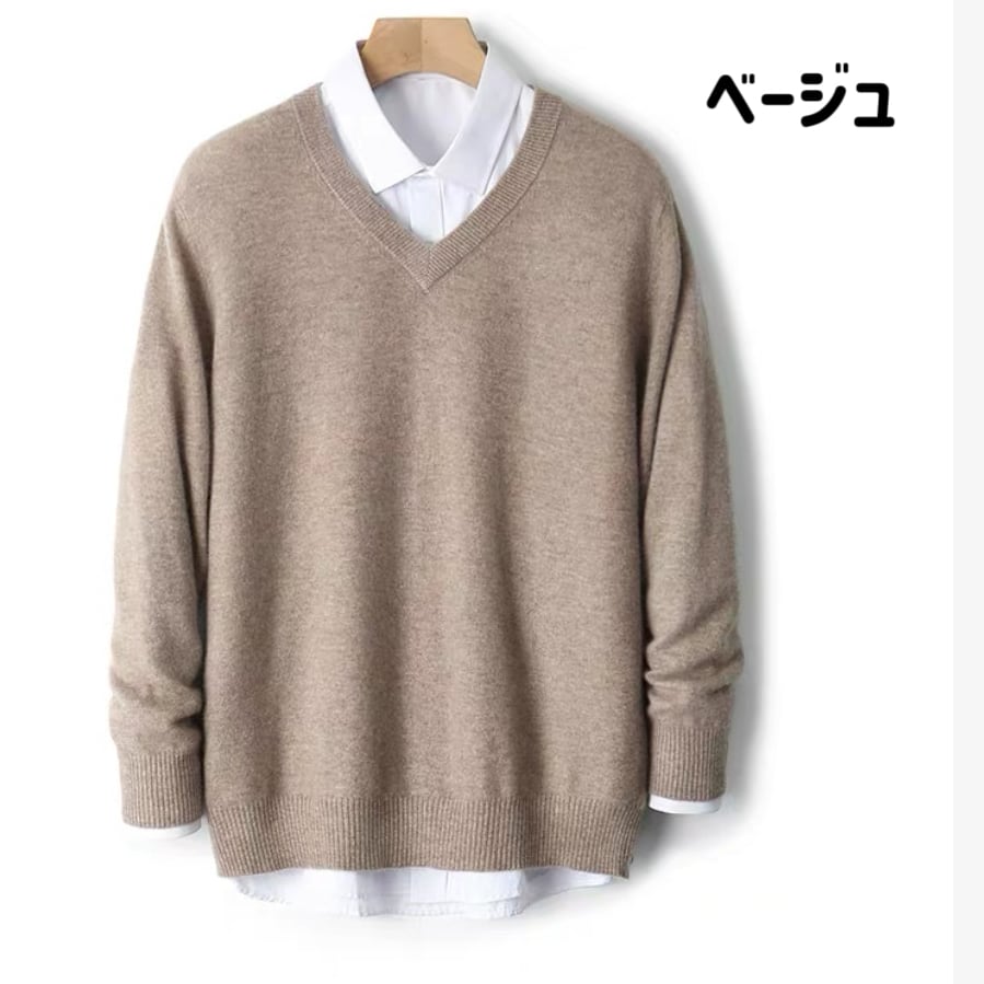 カシミヤ ウール メンズ セーター カシミヤ セーター 紳士 クルー