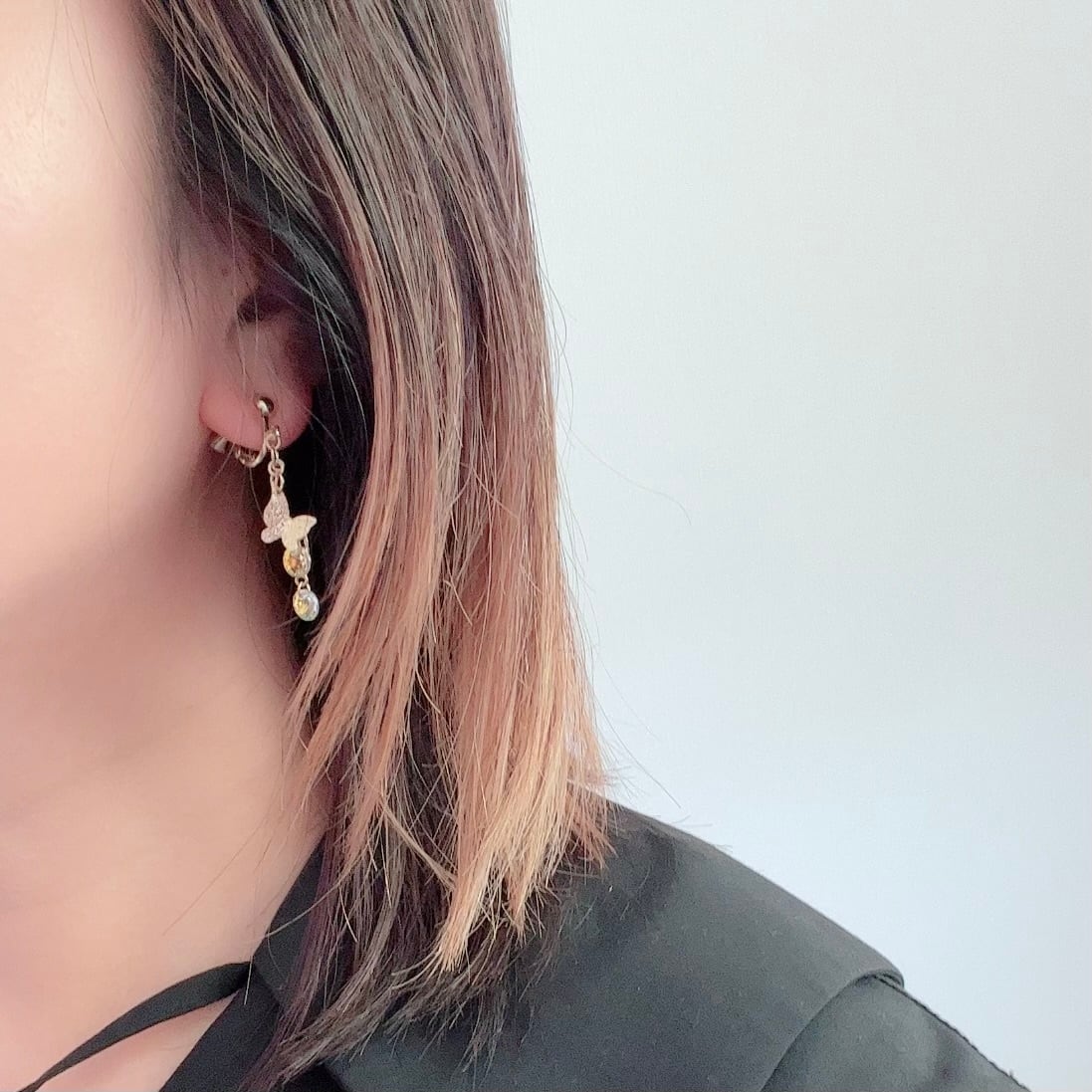 蝶々アシンメトリー ピアス イヤリング | ariahandmade