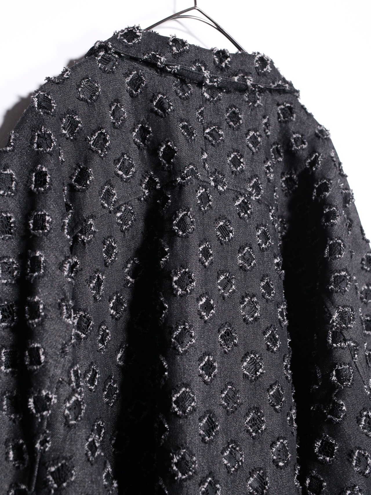 モケモケ round jacquard design oversize zip-up jacket - 17