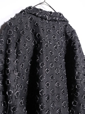 モケモケ round jacquard design oversize zip-up jacket
