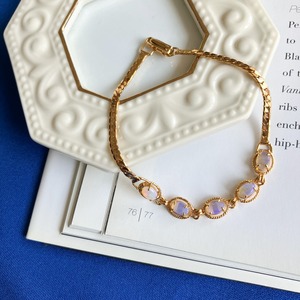 gold & faux opal bracelet[h-164] ヴィンテージブレスレット