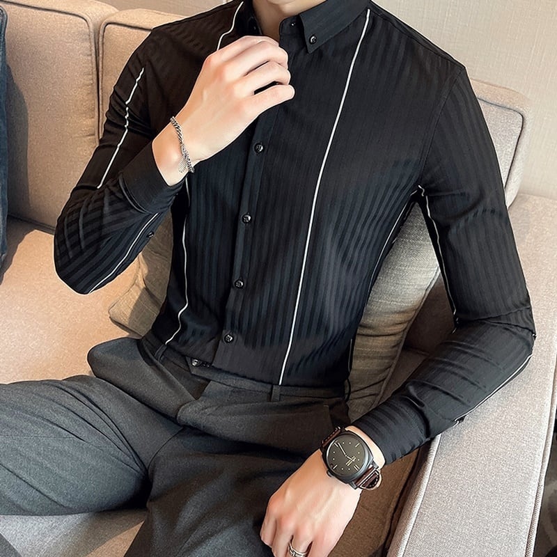 ボタンダウン シャドウストライプシャツ 2カラー LB0424