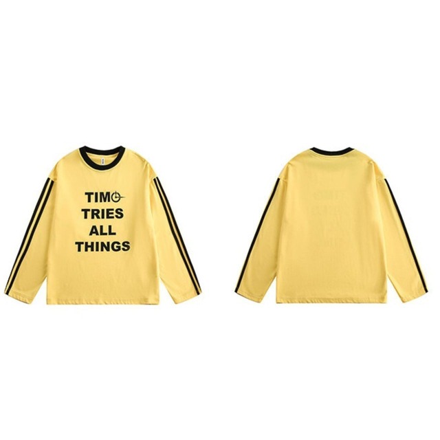 レトロロゴプリントクルーネックロングスリーブTシャツ 1col   R02558