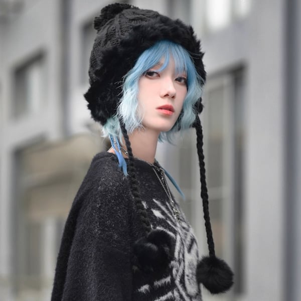 ポンポンフェイクファーキャップ(ruf_02532)