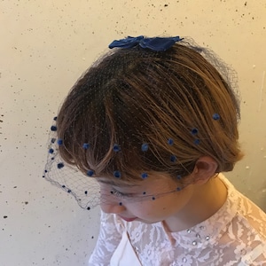 VINTAGE  blue tulle hair accessory