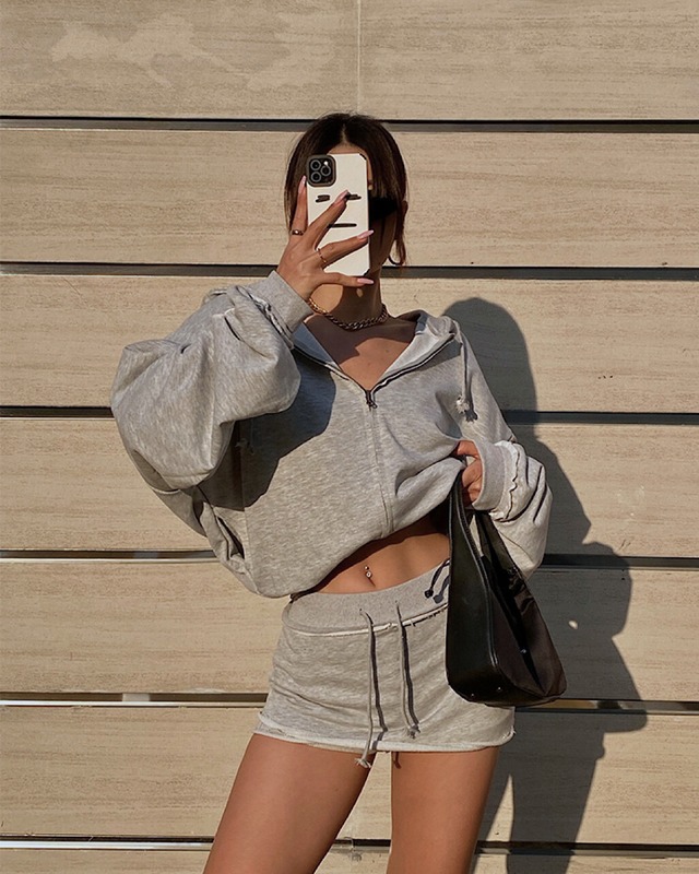 フーディートップス×キュロットスカート 2色 セットアップ〈２ピースセット〉kcs5003