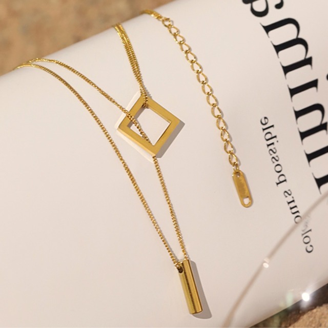 スクエア ロング デザイン ネックレス 60004