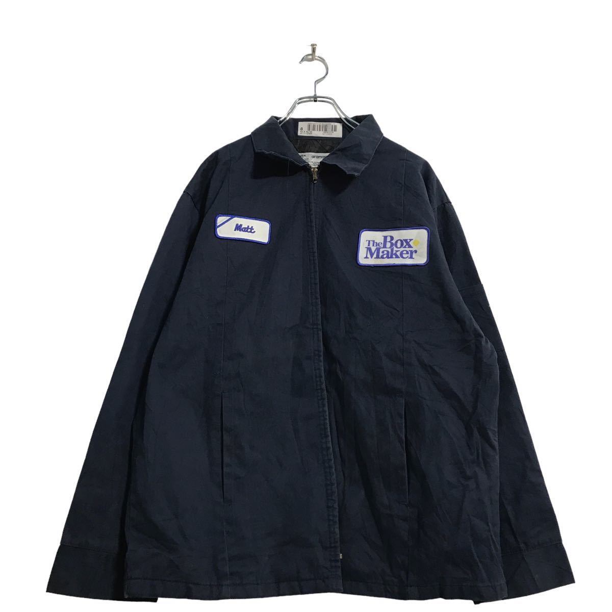 aramark ワーク ジャケット L ネイビー ジップアップ 古着卸 アメリカ