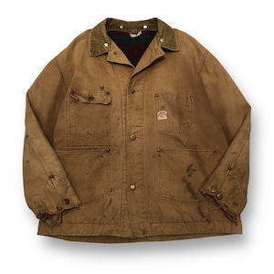 ~50年代 "46" Carhartt カーハート チョアコート カバーオール ベージュ ハートタグ ダッグ生地 裏ブランケット ボロ 雰囲気系  古着 古着屋 高円寺 ビンテージ n60313