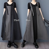 アシンメトリー プリーツ ジャンパースカート 00163