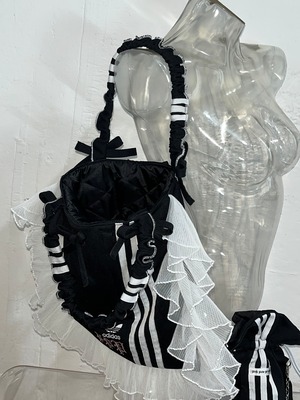 ［Remake］PPP ribbon frill tote bag / black