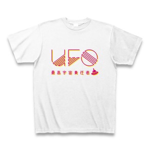 宇宙好きアピール【UFO】最高宇宙責任者TシャツB（レッド／宇宙船イラスト）