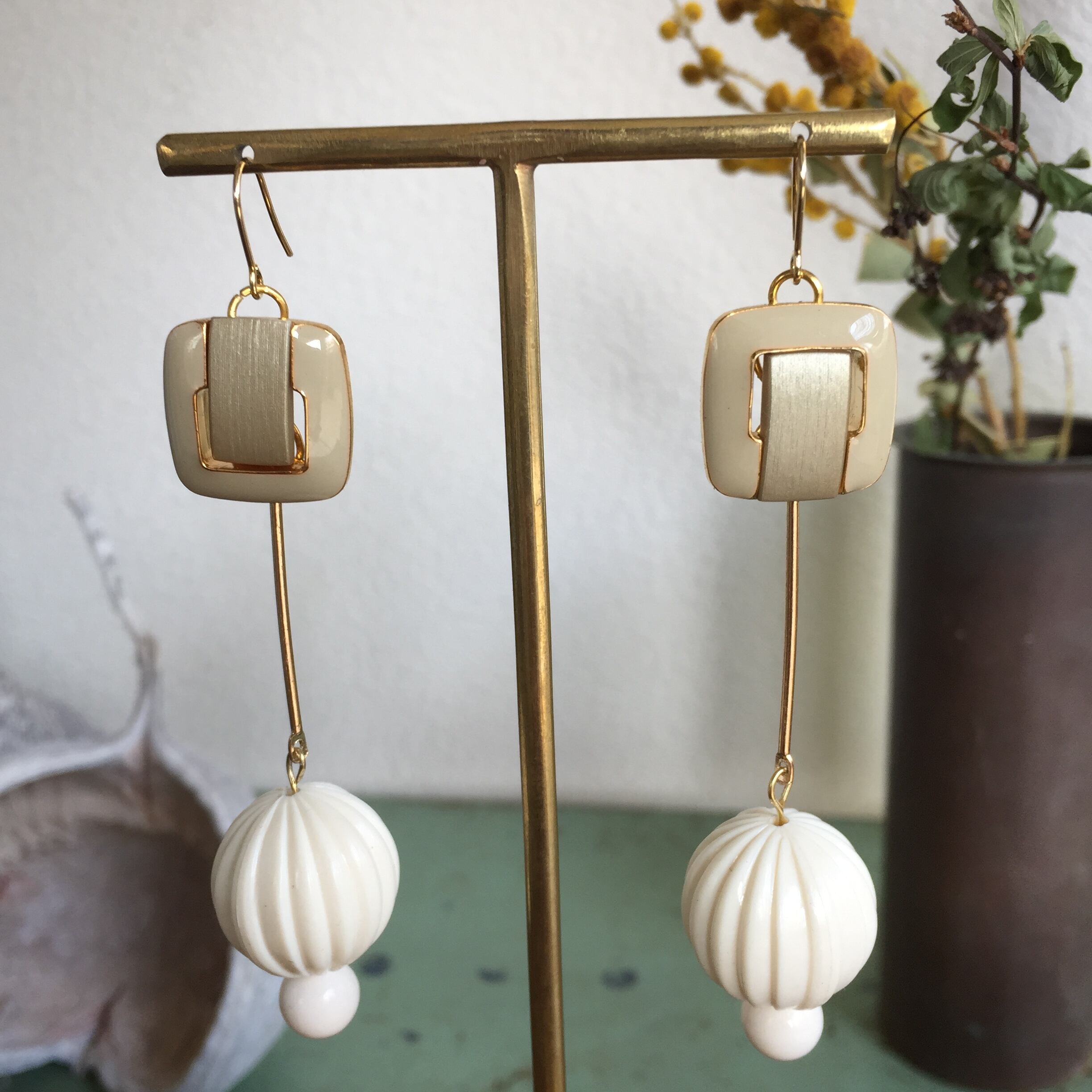 【SALE】メロン玉レトロピアス(vintage part・vintage button)