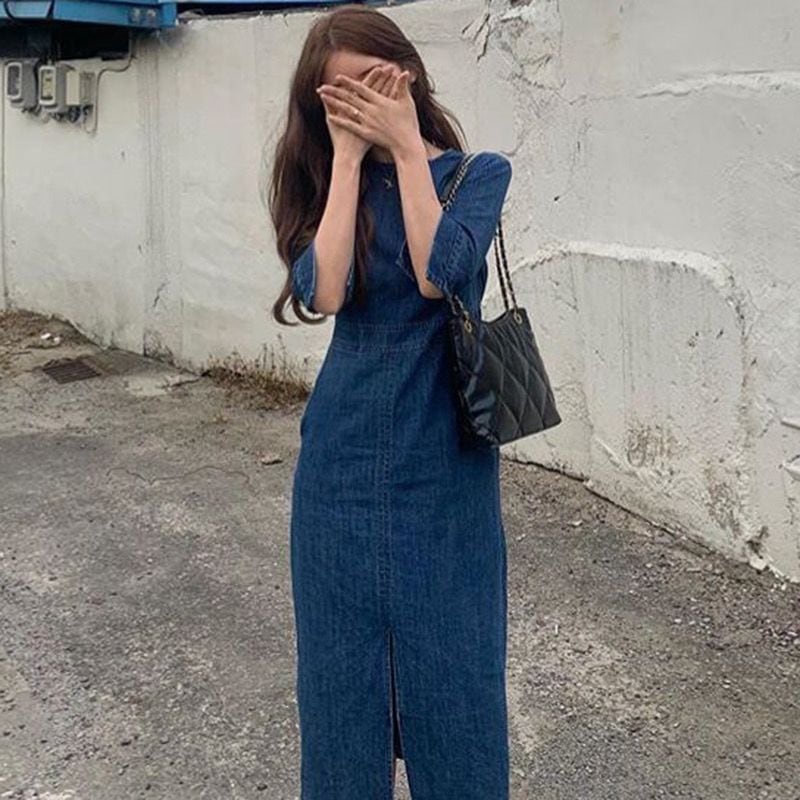 ◆予約◆デニムスリットワンピース(ご注文から1-2週間程でお届け)