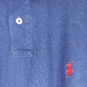 ポロラルフローレン　ポロシャツ　刺繍ロゴ　シェルボタン　無地　オーバーサイズ