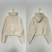 裏起毛ハーフZIPショート丈PK/エクリュ