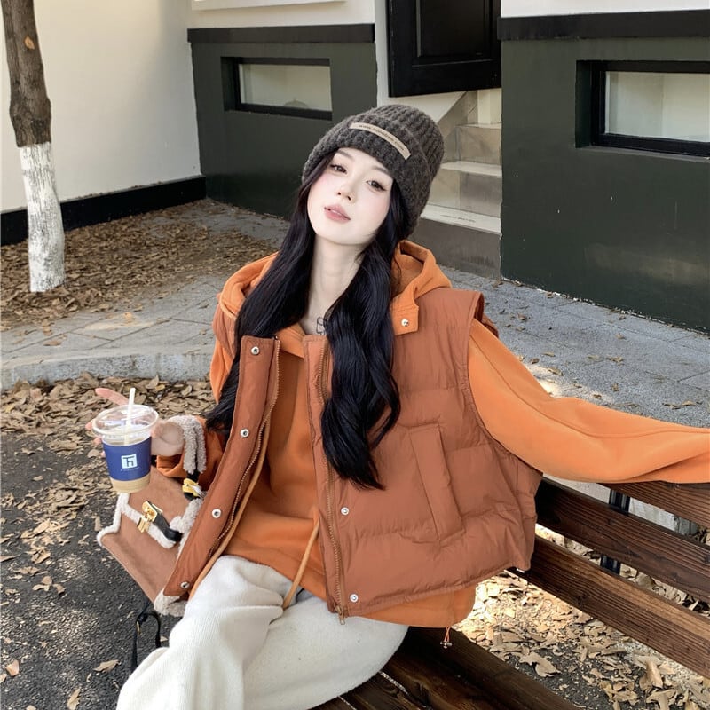 set】フーディーパーカー×棉ベストセット M28515 | nanastyle