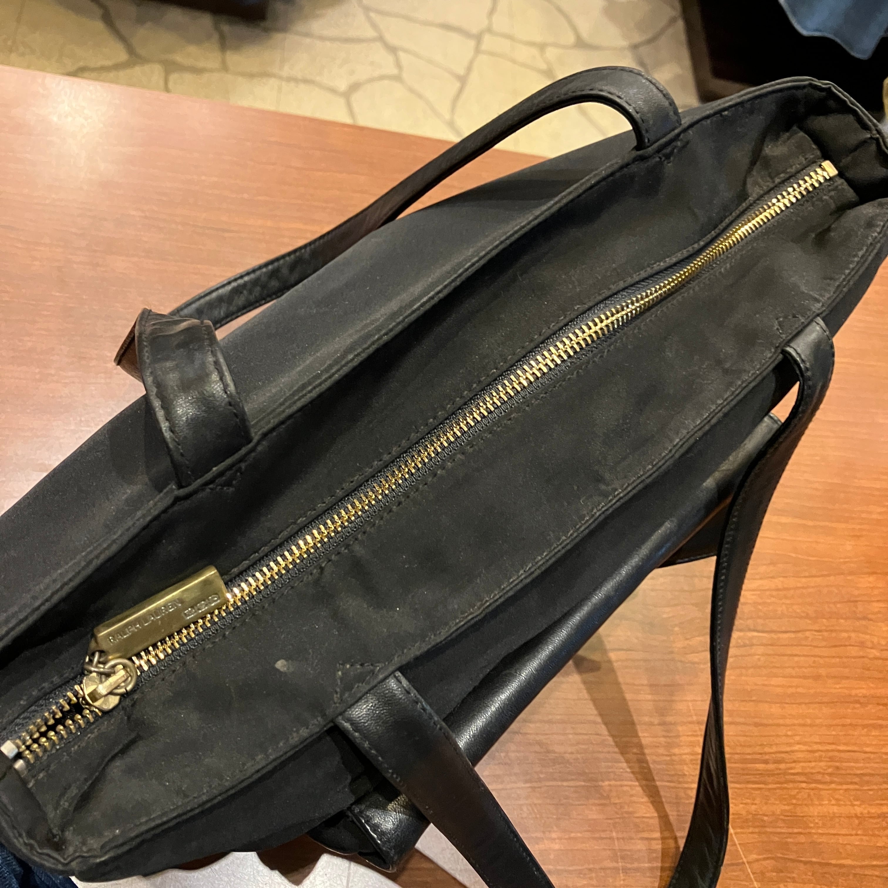 RALPH LAUREN NYLON/LEATHER TOTE BAG BLACK | safarionline