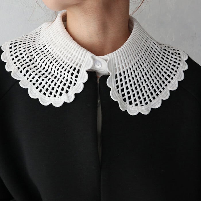 (Y)【4月中旬】格子編みスカラップホロアウト付け襟