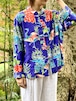 Vintage Silk Japanese Crane Pattern China Shirt