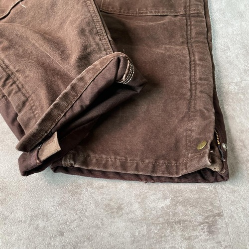 00s USA生地製 ダークブラウン ダブルニー Carhartt 32×34 詳細写真4