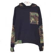 Remake Hoodie Black×military【 hoodie10】
