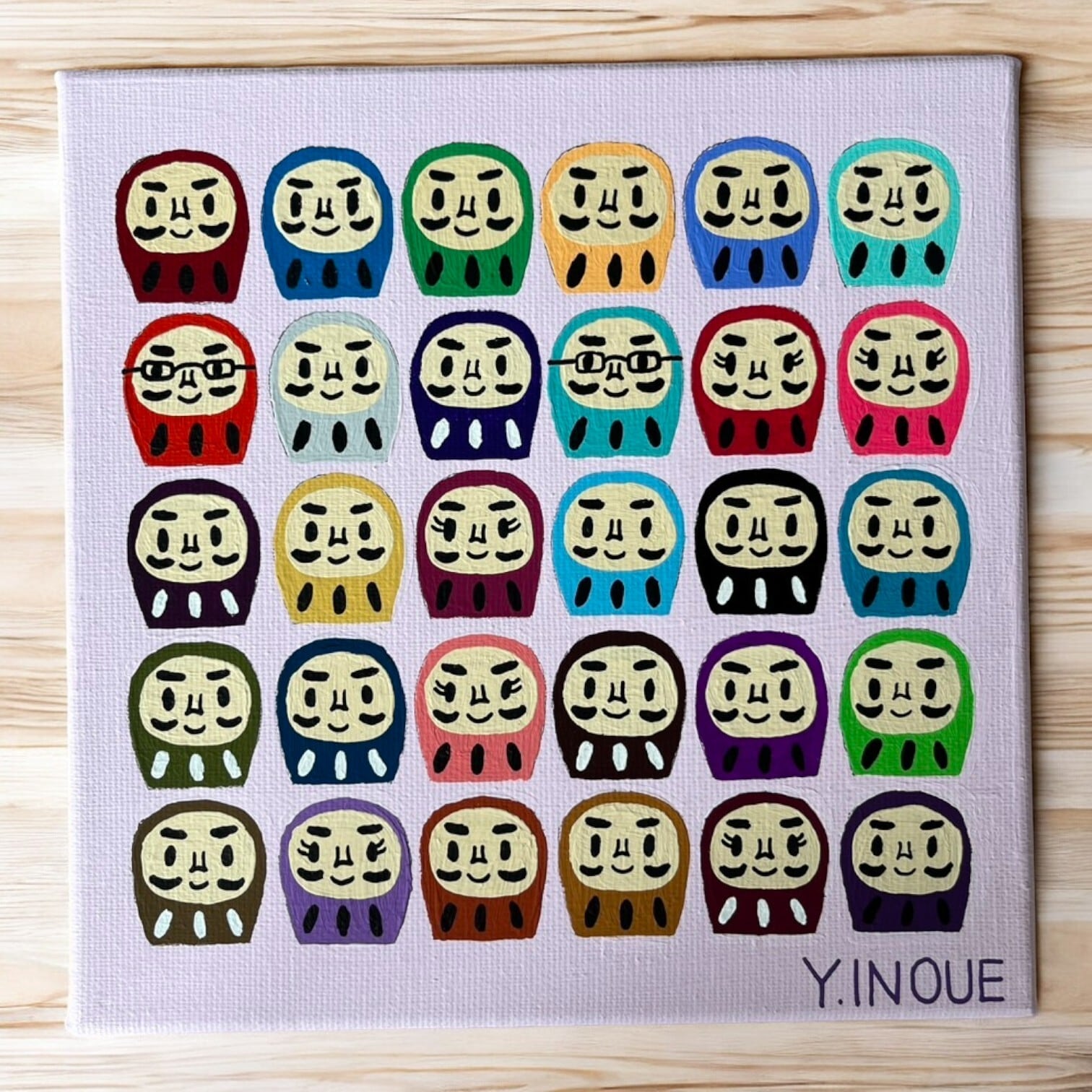 井上陽太 ハッピーカラーだるまのカラフルキャンバス 手描き・原画です