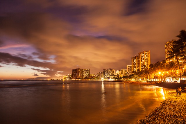 【メタルプリント279×356mm】Waikiki Night