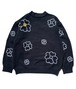 CC HEART FROWER HAND EMBROIDERY KNIT   -BLACK-