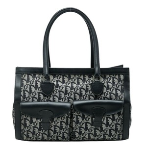 ディオール トロッター トートバッグ ハンドバッグ ブラック グレー キャンバス レザー レディース Dior 【中古】
