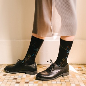 【TUO YAN SET】EN FLOWER SOCKS・ブラック