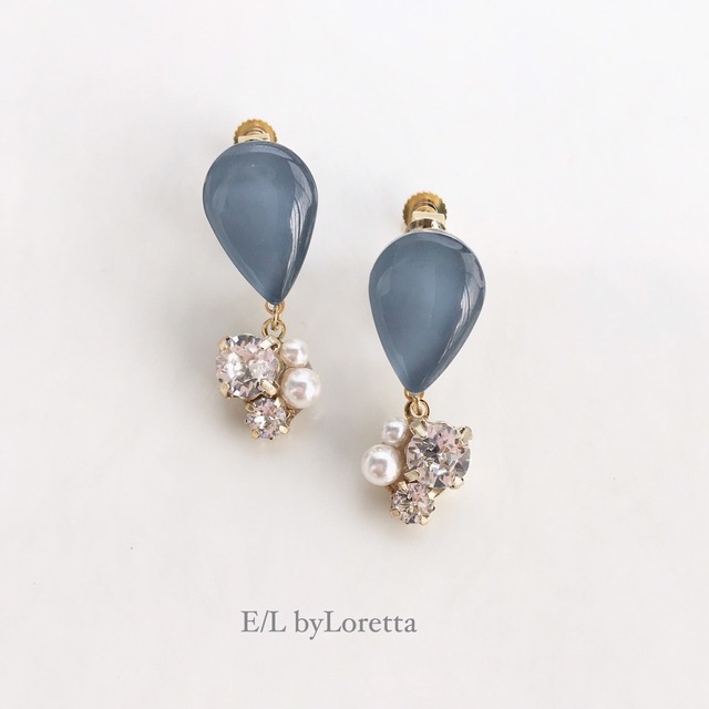 Color shizuku bijou pierce/earring(Graish blue)