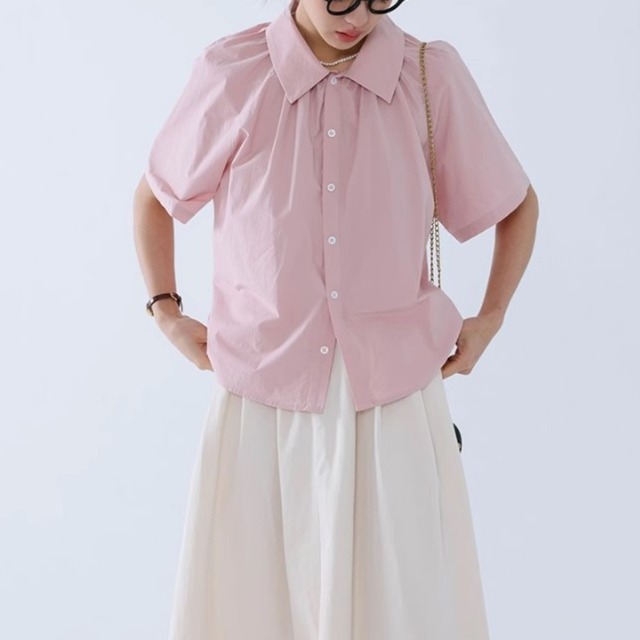 シャーリング半袖シャツ