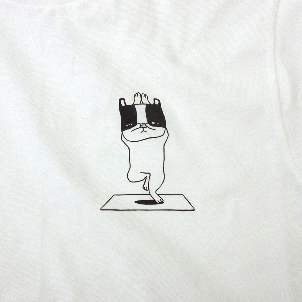 ヨガブル Tシャツ dog44 ヨガ フレブル 犬 フレンチブルドッグ ゆるい イラスト