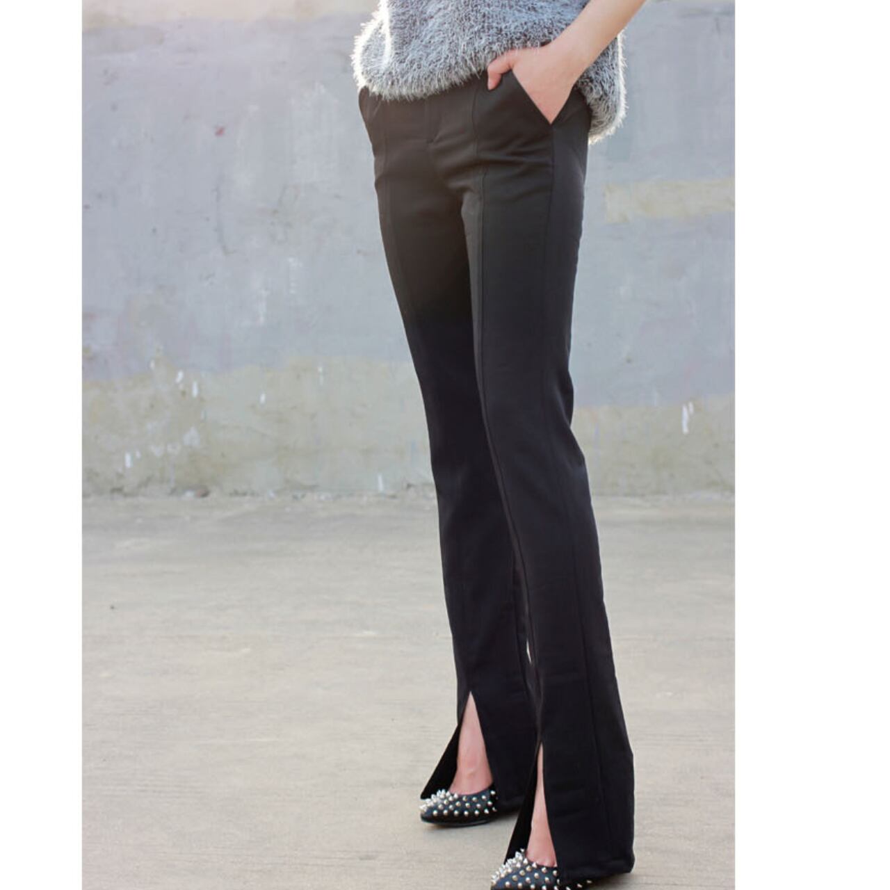 Slit Tapered Cropped Pants L00506