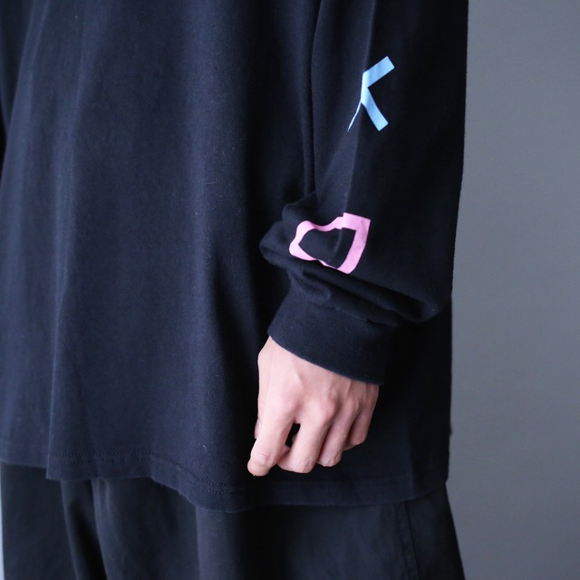 "play station" △○X□ sleeve printed loose l/s tee