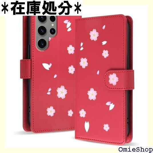 YIMASE 対応 Galaxy S23 Ultra ケース 手帳型 ギャラクシーS23 Ultra ケース 桜が舞うシンプルで デザイン Galaxy S23 Ultraカバー カード収納 財布型 GalaxyS23Ultra ケース スタンド機能 ギャラクシーS23 ウルトラケース 全面保護 SC-52D ケース SCG20 ケース 手触りが良い 耐久性 6.8インチ-レッド 919